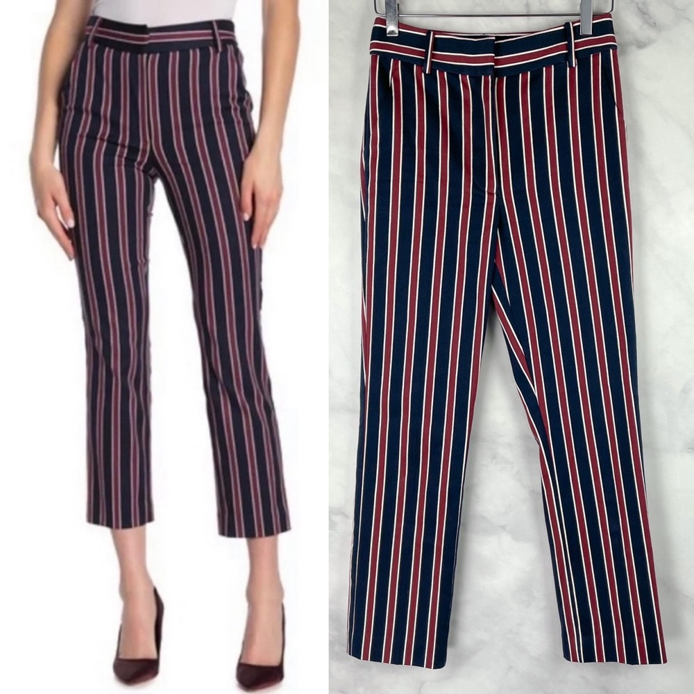 FRAME Denim Backstage High-Rise Striped Crop Straight Leg Trouser Pants Retro 2